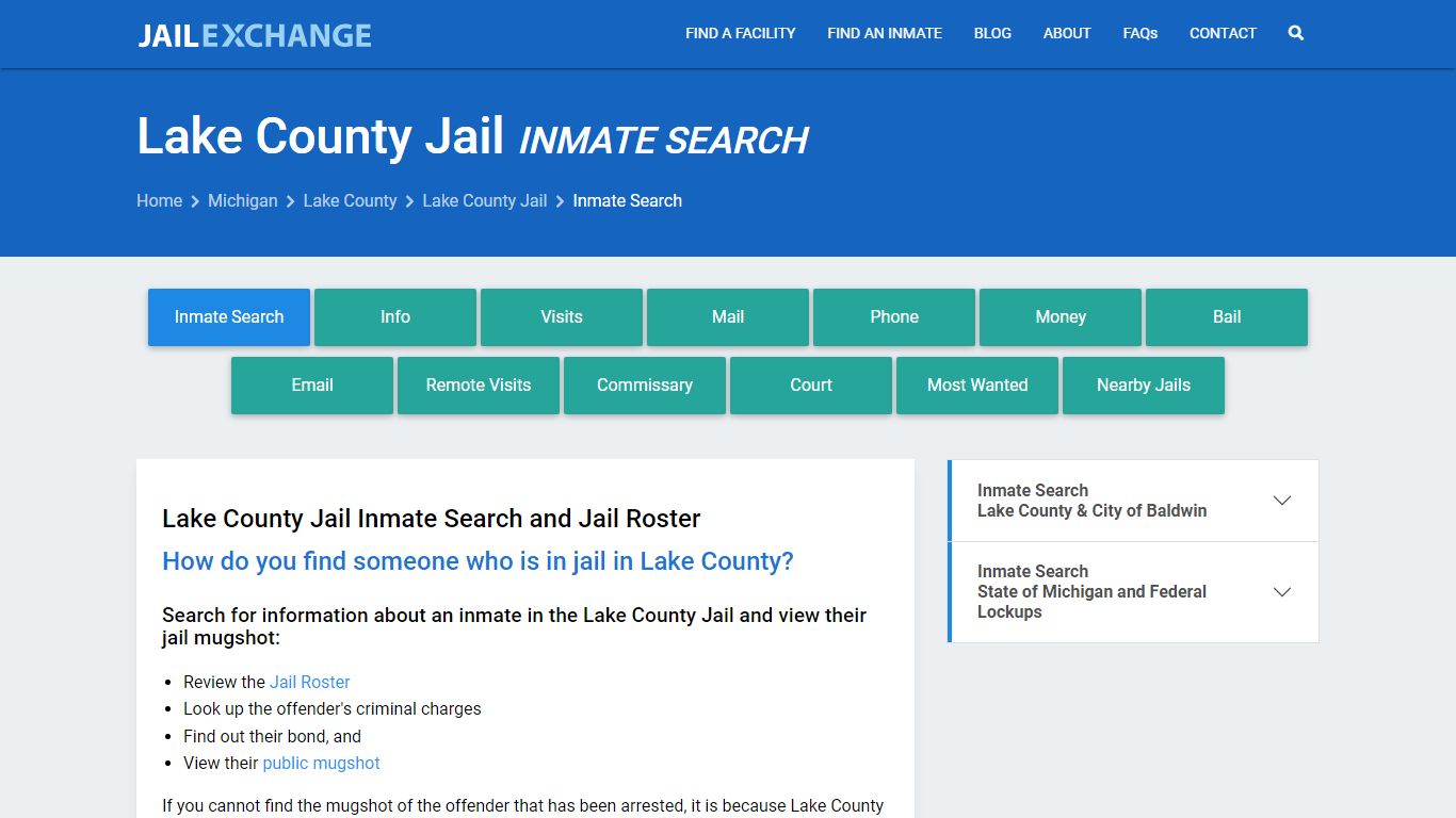Inmate Search: Roster & Mugshots - Lake County Jail, MI